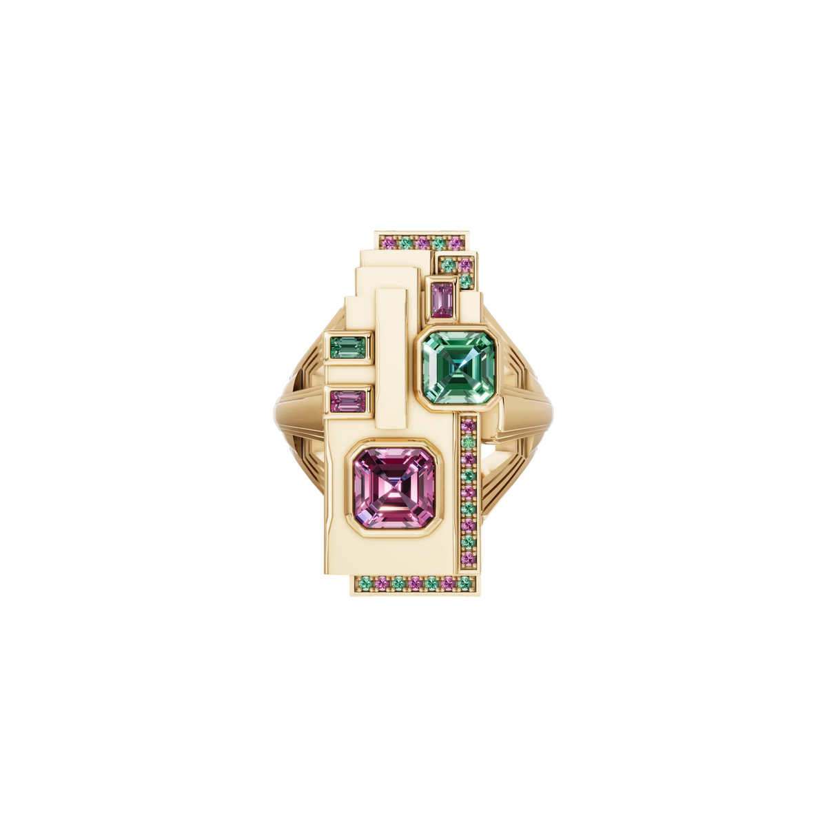 Heliopolis Ring in 18k Solid Gold & Tourmalines