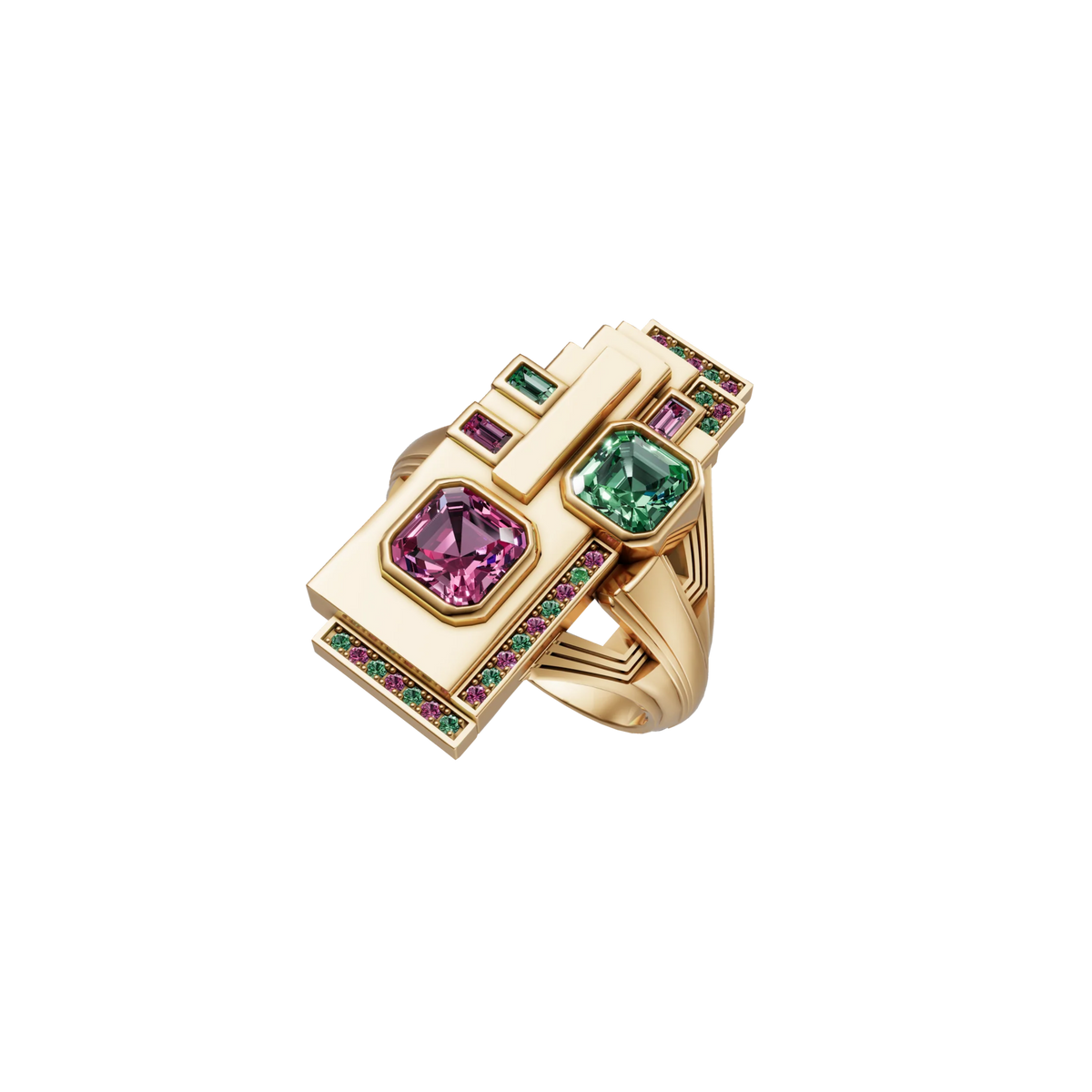 Heliopolis Ring in 18k Solid Gold & Tourmalines