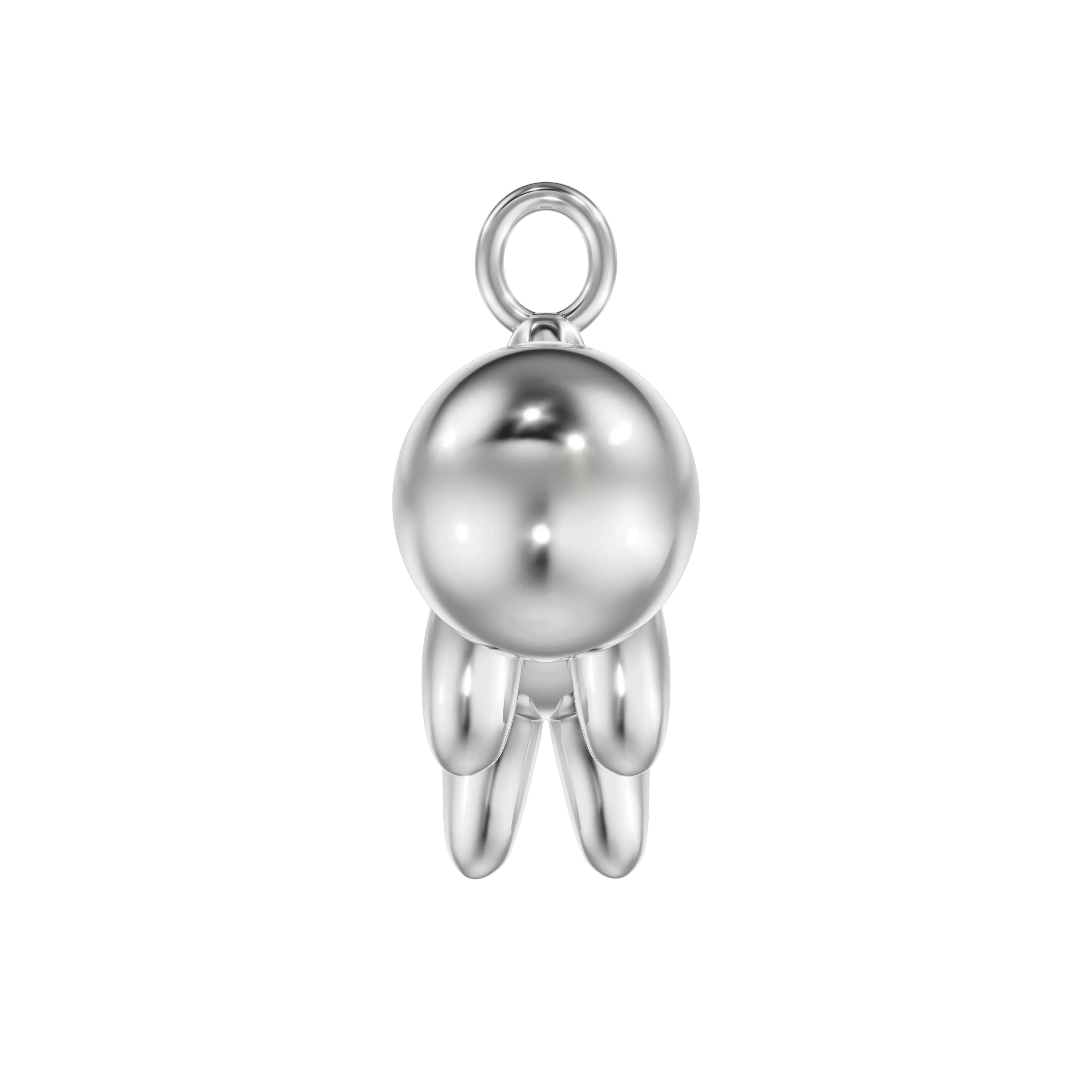 Shiny silver charm with smooth spherical design and elegant loop for luxury jewelry