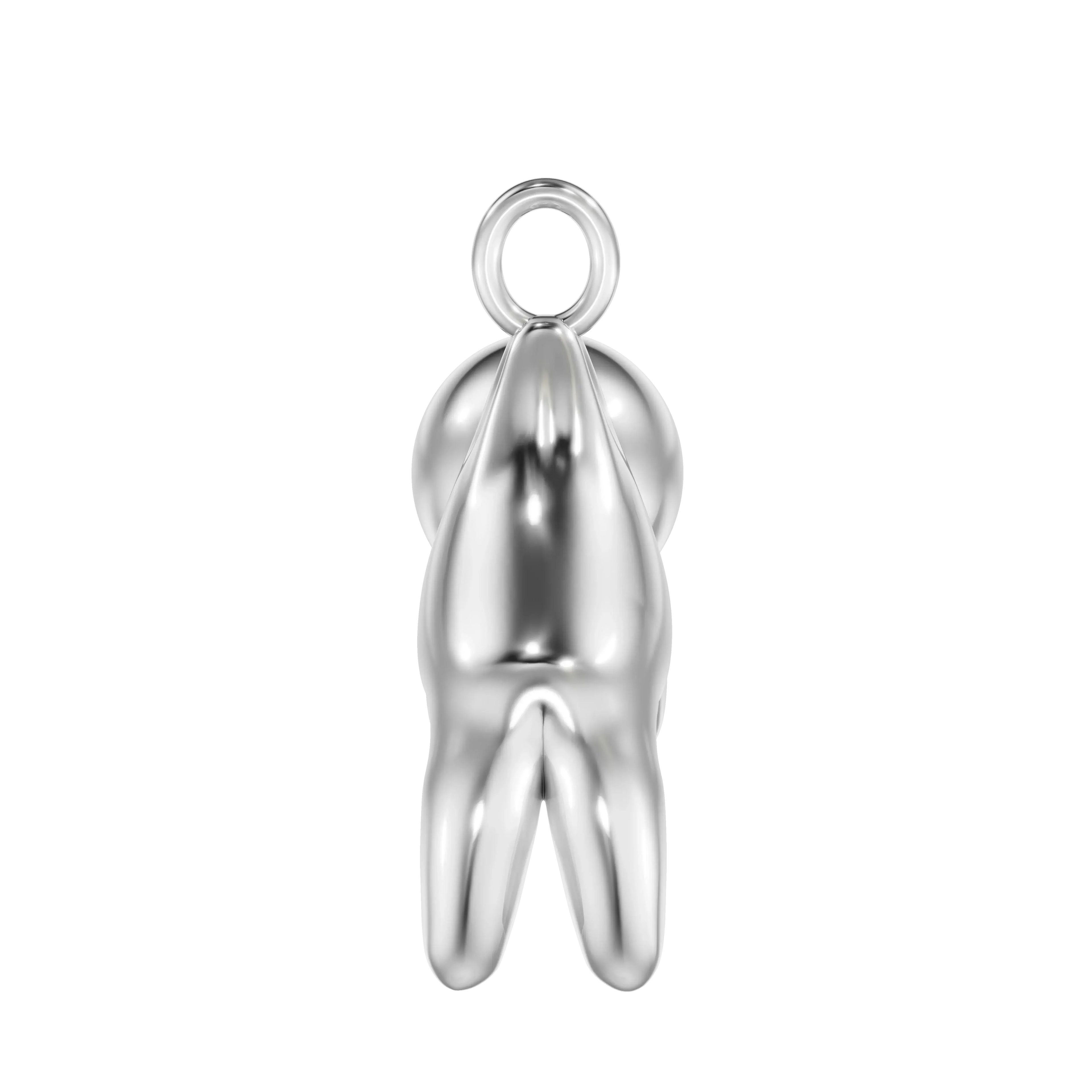 Polished silver tooth charm pendant, modern luxury jewelry design