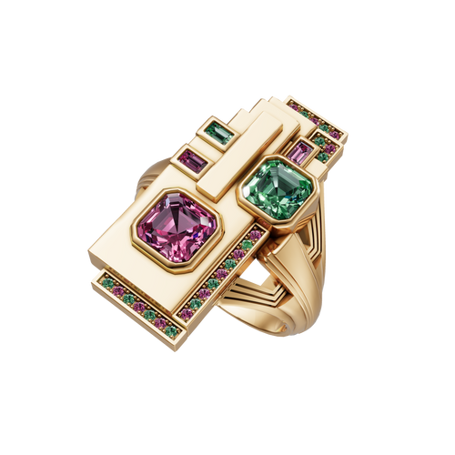 Bague Héliopolis en Or Massif 18 carats et Tourmalines | Aupiel