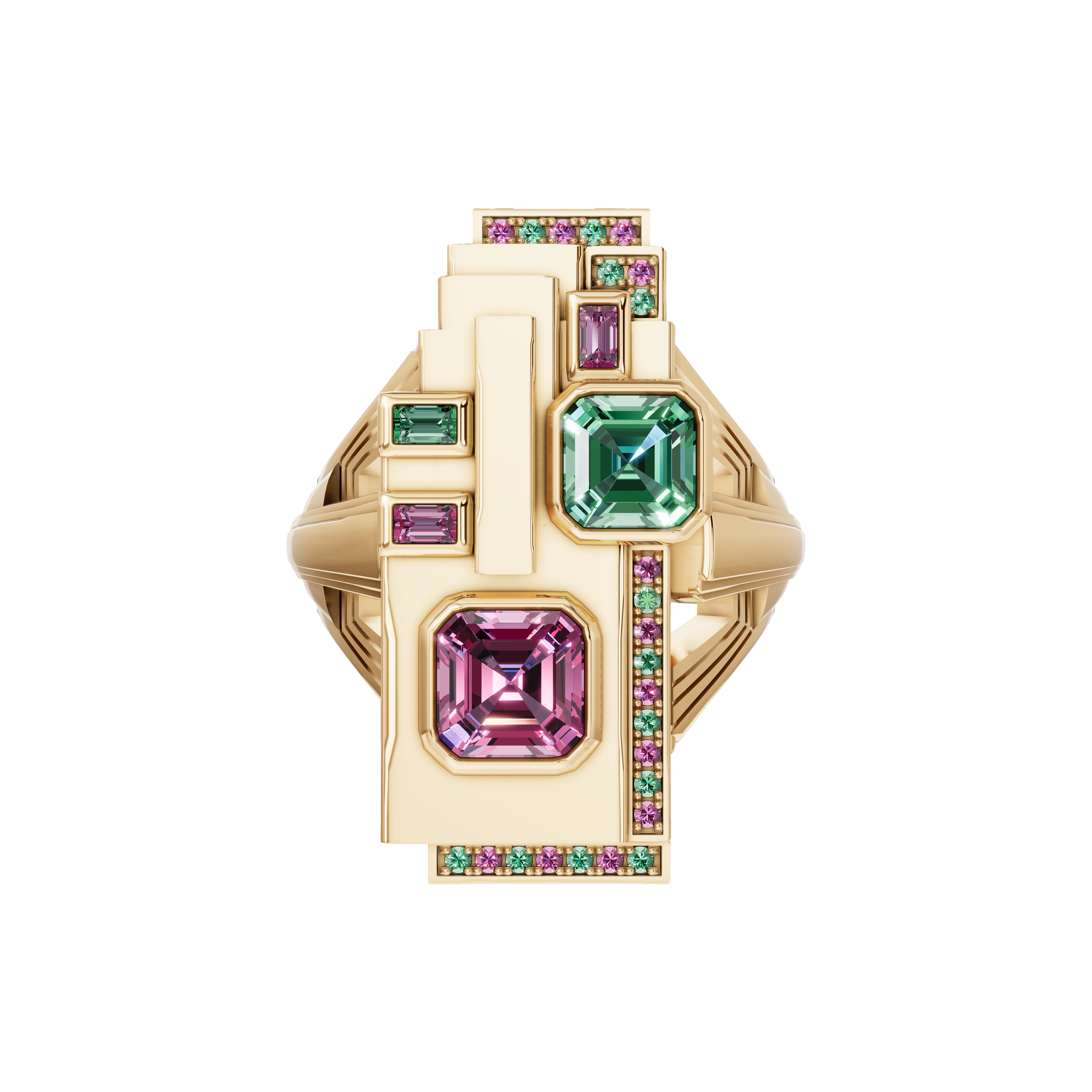 Bague Héliopolis en Or Massif 18 carats et Tourmalines | Aupiel